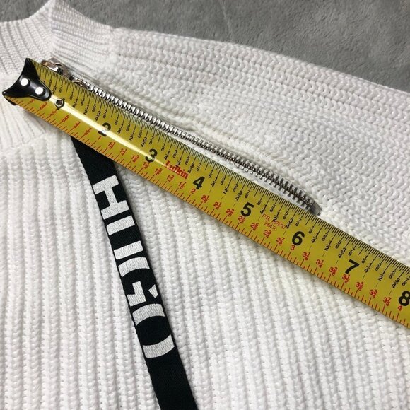 HUGO Shailey White Pullover Knit Ribbed Crew Neck Sweater Size Medium - Picture 13 of 13